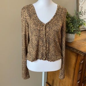 American Eagle+Cheetah Button Down Sweater+Small